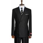 İlayda Emir Luxury, Slim Fit, Kruvaze, Çizgili, Erkek Takım Elbise - Siyah - 6 Drop - 54
