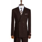 İlayda Emir Luxury, Slimfit, Kruvaze, Kırlangıç Yaka, Erkek Takım Elbise - Kahverengi - 6 Drop - 62
