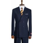 İlayda Emir Luxury, Slimfit, Kruvaze, Kırlangıç Yaka, Erkek Takım Elbise - Koyu Lacivert - 6 Drop - 52