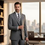 İlayda Emir Slim Fit, 3 Parça Takım Elbise, Erkek Klasik Yelekli, Premium Kumaş, Ofis ve Özel Gün Takımı - Açık Gri - 6 Drop - 62