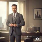 İlayda Emir Slim Fit, 3 Parça Takım Elbise, Erkek Klasik Yelekli, Premium Kumaş, Ofis ve Özel Gün Takımı - Antrasit - Açık Gri - 6 Drop - 56