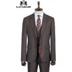 İlayda Emir Slim Fit, 3 Parça Takım Elbise, Erkek Klasik Yelekli, Premium Kumaş, Ofis ve Özel Gün Takımı - Koyu Kahverengi - 6 Drop - 54