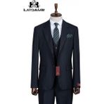 İlayda Emir Slim Fit, 3 Parça Takım Elbise, Erkek Klasik Yelekli, Premium Kumaş, Ofis ve Özel Gün Takımı - Lacivert - 6 Drop - 58
