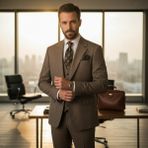 İlayda Emir Slim Fit, 3 Parça Takım Elbise, Erkek Klasik Yelekli, Premium Kumaş, Ofis ve Özel Gün Takımı - Vizon - 6 Drop - 56