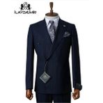 İlayda Emir Slimfit, Kruvaze, Kırlangıç Yaka,çizgili, Erkek Takım Elbise Lacivert - 6 Drop - 46