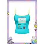 İlayda Toprak Time Mavi Adventure Time Fin and Jack Y2K Askılı Crop Bluz