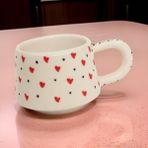 İlbay Çini Takı Ilbay Seramik Klasik Kırmızı Kalpli Kupa Bardak Mug Neskafe Fincanı