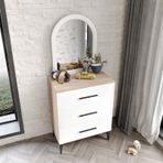 Ildır 3 Çekmeceli Şifonyer Aynalı Tamamı Mdf Flora Beyaz