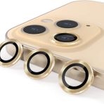 ile uyumlu Kamera Lens Koruyucu 9H Temperli HD Cam Kamera Koruyucu Metal Darbeye Dayanıklı Çizilmez Kasa (Gold, iPhone 11Pro / 11Promax / 12Pro)