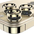 ile uyumlu Kamera Lens Koruyucu 9H Temperli HD Cam Kamera Koruyucu Metal Darbeye Dayanıklı Çizilmez Kasa (Gold, iPhone 12Promax)