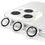 ile uyumlu Kamera Lens Koruyucu 9H Temperli HD Cam Kamera Koruyucu Metal Darbeye Dayanıklı Çizilmez Kasa (Gümüş, iPhone 11Pro / 11Promax / 12Pro)