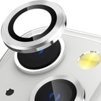 ile uyumlu Kamera Lens Koruyucu 9H Temperli HD Cam Kamera Koruyucu Metal Darbeye Dayanıklı Çizilmez Kasa (Gümüş, iPhone 15 / 15Plus)