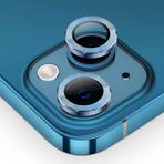 ile uyumlu Kamera Lens Koruyucu 9H Temperli HD Cam Kamera Koruyucu Metal Darbeye Dayanıklı Çizilmez Kasa (Mavi, iPhone 13 / 13Mini)