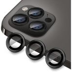 ile uyumlu Kamera Lens Koruyucu 9H Temperli HD Cam Kamera Koruyucu Metal Darbeye Dayanıklı Çizilmez Kasa (Siyah, iPhone 11Pro / 11Promax / 12Pro)