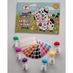 İleri Grup 6'lı Mini Dot Marker Kalemi + Dot Marker Boya Kitabi + Nokta Etiket Hediyeli Set - çiftlik