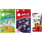 İleri Grup Boya Sil Aktivite Boyama Kitabı Uzay - Boya Sil Aktivite Boyama Kitabı Hayvanlar 2'li Set + 6’lı Keçeli Kalem