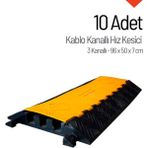 İleri Trafik 10'lu Kablo Kanallı Hız Kesici 3 Kanallı, Yol Kasisi 50 x 92 x 7,5 cm - Siyah