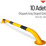 İleri Trafik 10'lu Oto Park Araç Stoperi Boru Tip Sarı 200x16cm 60mm
