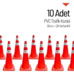İleri Trafik 10'lu Pvc Trafik Konisi Seti 90 cm Çift Reflektifli