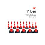 İleri Trafik 10'Lu Tpe Trafik Konisi Seti 90 Cm Ağırlıklı Çift Reflektifli Trafik Dubası