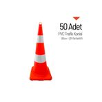 İleri Trafik 50 Adet Pvc Trafik Konisi 90 Cm Çift Reflektifli Trafik Dubası Seti