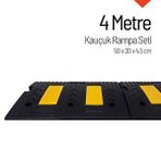 İleri Trafik 50 x 30 x 4,5 cm 4 m Otopark Rampası Kaldırım Rampası Kauçuk Rampa Set