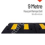 İleri Trafik 50 x 30 x 4,5 cm 9 m Otopark Rampası Kaldırım Rampası Kauçuk Rampa Set