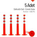 İleri Trafik 5`li Delinatör Set 75 X 8 Cm %100 Tpu, Esnek Duba
