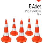 İleri Trafik 5'li Pvc Trafik Konisi Seti 75 cm Trafik Dubası
