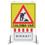 İleri Trafik Katlanır Uyarı Levhalı Bariyer