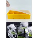 İles Gurme Kapaklı Premium Büyük 8 Bölmeli Silikon Buz Kalıbı, Sarı