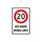 İlgi Trafik Türkçe Ingilizce Hız Sınırı 20 Km Işareti Levhası Etiketi Sembolü Pf1769-v-e-n-a4