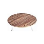 ilhanhome KATLANABİLİR ÖZELLİKTE METAL AYAKLI AHŞAP YER SOFRASI, TEPSİ, SİNİ (80CM ÇAPINDA)