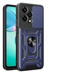 ILING Honor 200 Lite 5G için kılıf, Ultra-ince Mat Doku Sert PC + Yumuşak Silikon TPU Tampon Darbeye Dayanıklı Ağır Hizmet Kılıfı, Halka Destek Çubuğu ve Kaydırmalı Kamera Kapağı (Mavi)