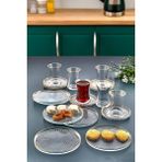 İliva 18 Parça Gold Yaldızlı Çay Takımı Seti - Pasta Tabağı, Çay Bardağı, Çay Tabağı - 160 ml