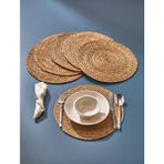 İliva 6 Lı Hasır Supla - Amerikan Servisi, Örme Hasır - Servis Sunum Yuvarlak Supla - 32,5 x 32,5 cm
