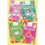 İlk Boyama Kitabım - Eğlenceli Boyama Seti 1 - Deniz Kızı / Unicorn / Meyveler / Sebzeler