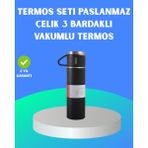 İlk El Grup 304 Çelik Termos Seti | 2 Bardaklı 500 ml Uzun Süre Isı Koruma Ieg - Renkli - 0 - 249 ml