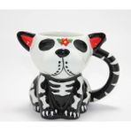 İlk El Grup Day Of The Dead Köpek Figürlü 3D Kabartmalı Porselen Kupa ALK4896 - 1 - Renkli