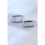 İlk El Grup Gümüş Renk Kare Model Zirkon Taşlı Pirinç Kadın Küpe - Tj-Bkp7527