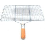 İlk El Grup Ieg™ Ahşap Saplı Mangal Izgarası Galvanizli Paslanmaz Kafes Demir 25 x 40 cm - Renkli - 1