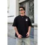 İlk El Grup Ieg™ Erkek Baskılı T-Shirt Kısa Kol Bisiklet Yaka Regular Fit Rahat Kalıp Günlük Tişört - - Siyah - M