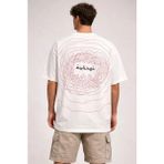 İlk El Grup Ieg™ Erkek Bisiklet Yaka Baskılı Kısa Kollu Tişört Streetwear Günlük Basic Pamuklu T-Shirt - Beyaz