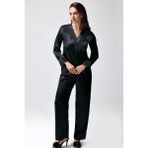 İlk El Grup Ieg™ Freshness 9950-PT Saten Dantel Detaylı Pijama Takımı - Siyah