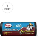 İlk El Grup Ieg™ J-400 Jumbo Boy Çöp Torbası 80 x 110 cm 10 Lu Rulo x 5 Paket = 50 Adet (Siyah) - 10 x 10 cm