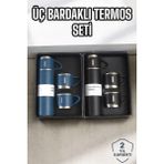 İlk El Grup Ieg™ Şık ve Dayanıklı 3 Bardaklı Termos Seti Uzun Süre Isı Koruma Özellikli