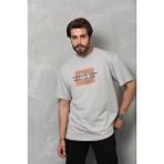 İlk El Grup Ieg™ Unisex Bisiklet Yaka Baskılı Oversize T-Shirt - Gri