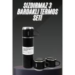 İlk El Grup Termos Seti Paslanmaz Çelik 3 Bardaklı Vakumlu Termos Set 500 ml 12 Saate Kadar Isı Koruma Ieg - Renkli - 0 - 249 ml