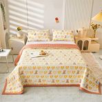 İlkbahar-Yaz Kapitone Yatak Örtüsü Seti, 2 Yastık Kılıflı, Çift Kişilik, Tek Kişilik ve İkiz Yataklar için Hafif Yorgan (200x230 cm, Tavşan Tasarımı)