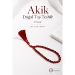 İlkbenaldim Akik Doğal Taş Tesbih 33’lük Kırmızı Püsküllü Zikir Tesbihi